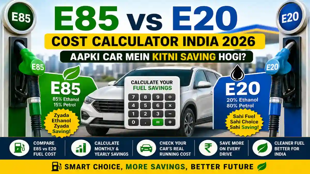 E85 vs E20 Cost Calculator India 2026 – Kitni Saving Hogi?